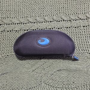 Costa Del Mar Zipper Clamshell Sunglasses Case Black Blue Logo Semi Ridgid
